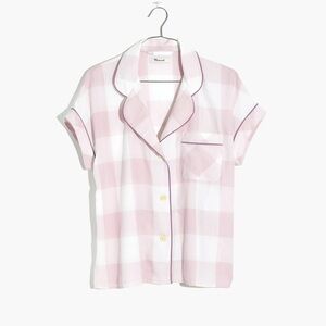 Madewell Pajama Lilac Gingham Button Down Sleep Shirt XL